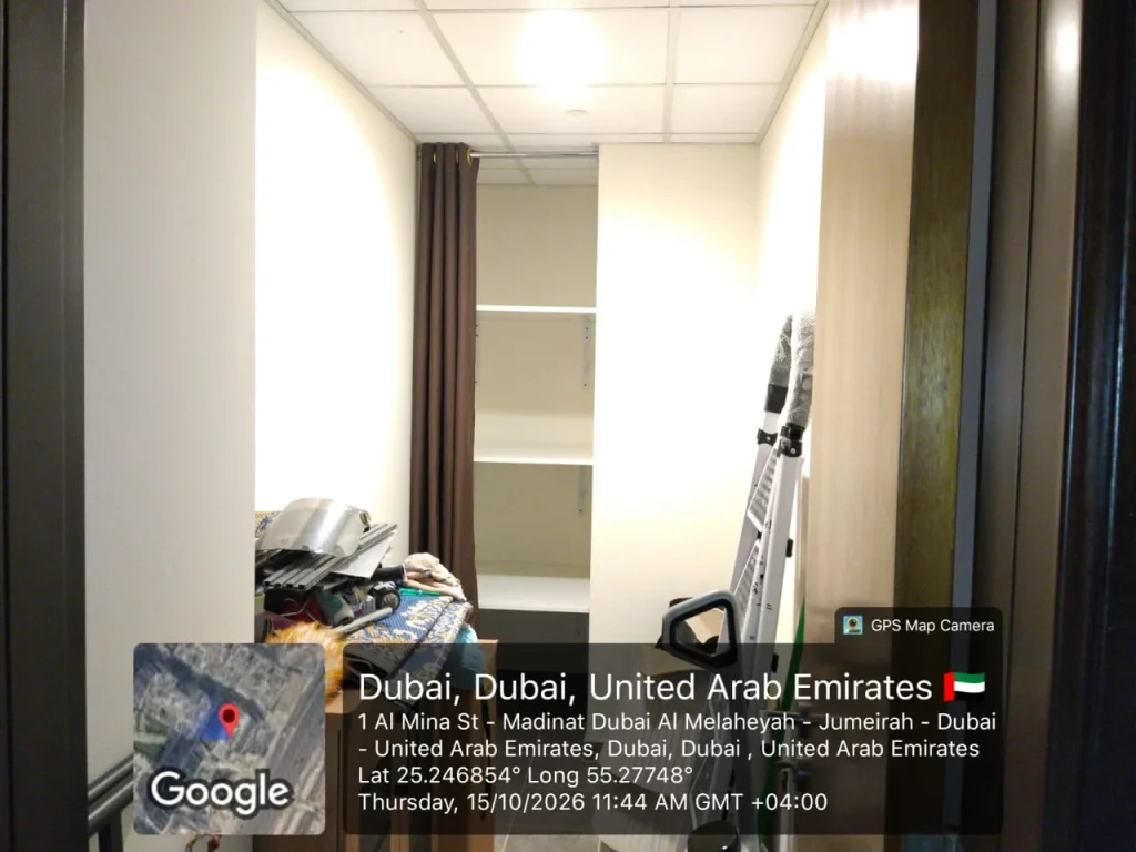 Shelves and curtain installed by smart hands